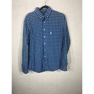 Johnnie-O Hangin Out Flannel Laguna Blue Plaid Button Up Shirt Men’s Size Medium